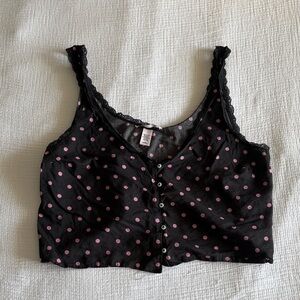 Victoria's Secret Black and Pink Polka Dot tank